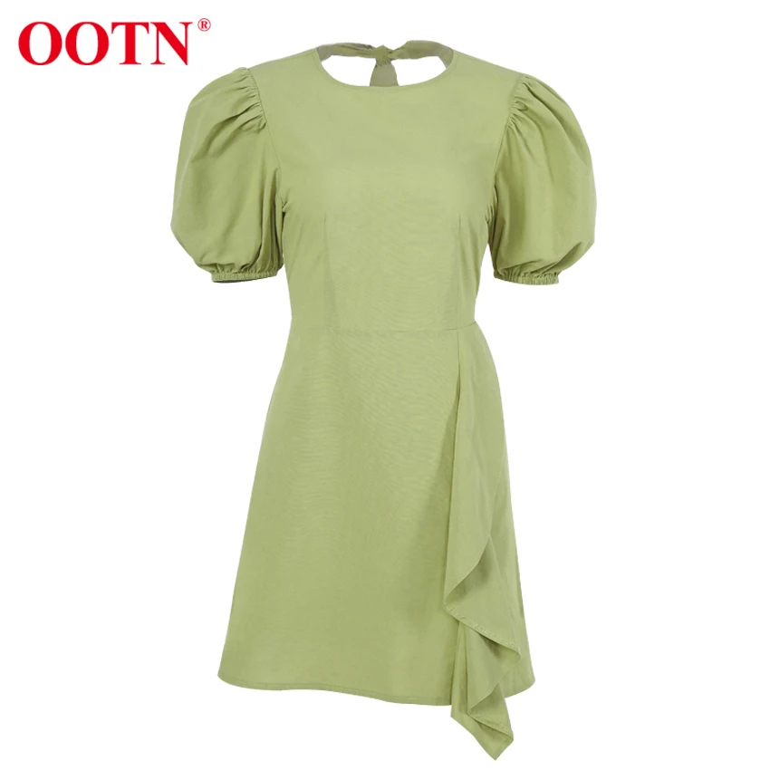 O-Neck Open Back Sexy Women Dress Puff Sleeve Green Solid Casual Summer Ladies White Lace Up Asymmetry Short Dresses Cotton 
O-Neck Open Back Sexy Women Dress Puff Sleeve Green Solid Casual Summer Ladies White Lace Up Asymmetry Short Dresses Cotton