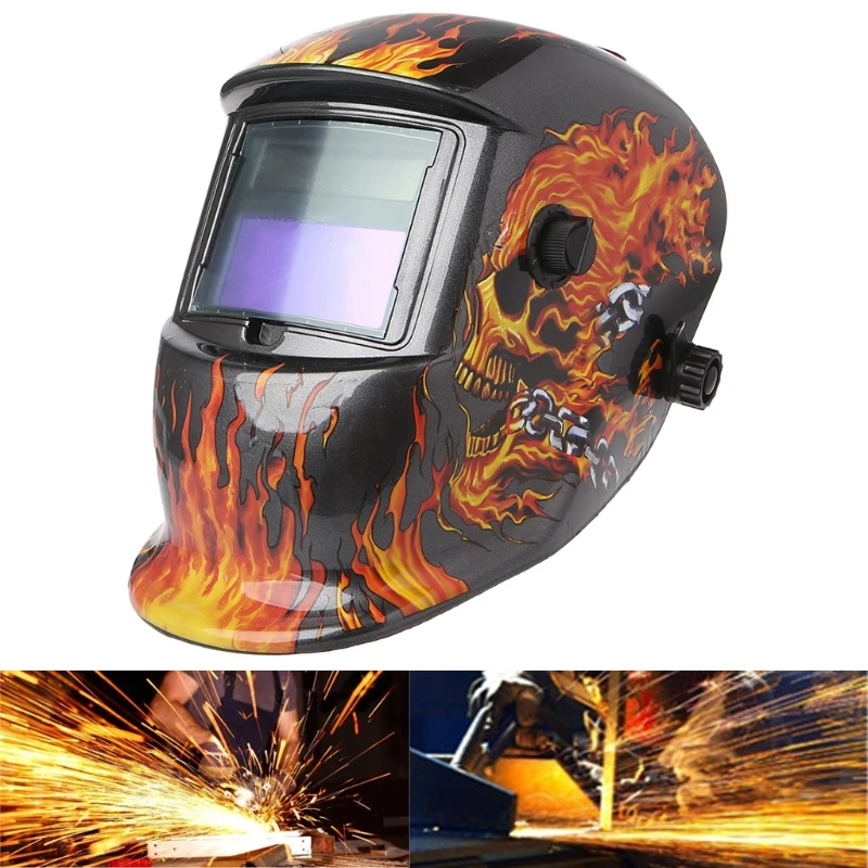 

Solar Auto Darkening Welding Helmet Mask Goggles UV/IR Presevation Skull Flame
