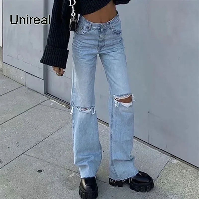 Unireal 2021 Summer Streetwear Women Ripped Jeans High Waist Denim Pants Loose Casual Female Jeans
Unireal 2021 Summer Streetwear Women Ripped Jeans High Waist Denim Pants Loose Casual Female Jeans