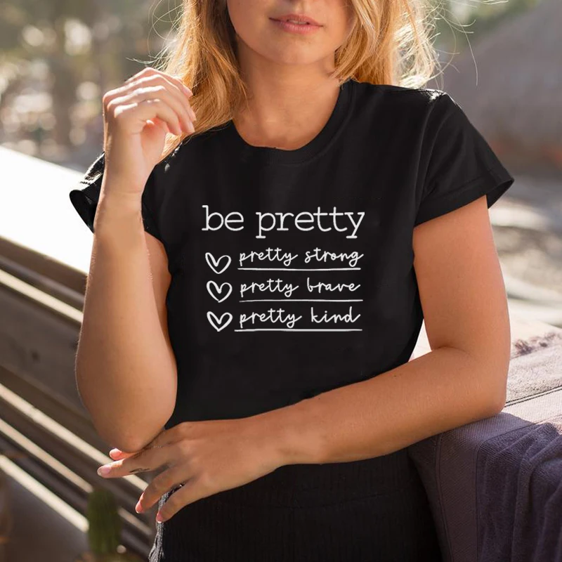 Быть довольно, летняя футболка для девочек с буквенным принтом футболки Женская Повседневная футболка с короткими рукавами и круглым вырез... 
Быть довольно, летняя футболка для девочек с буквенным принтом футболки Женская Повседневная футболка с короткими рукавами и круглым вырез...