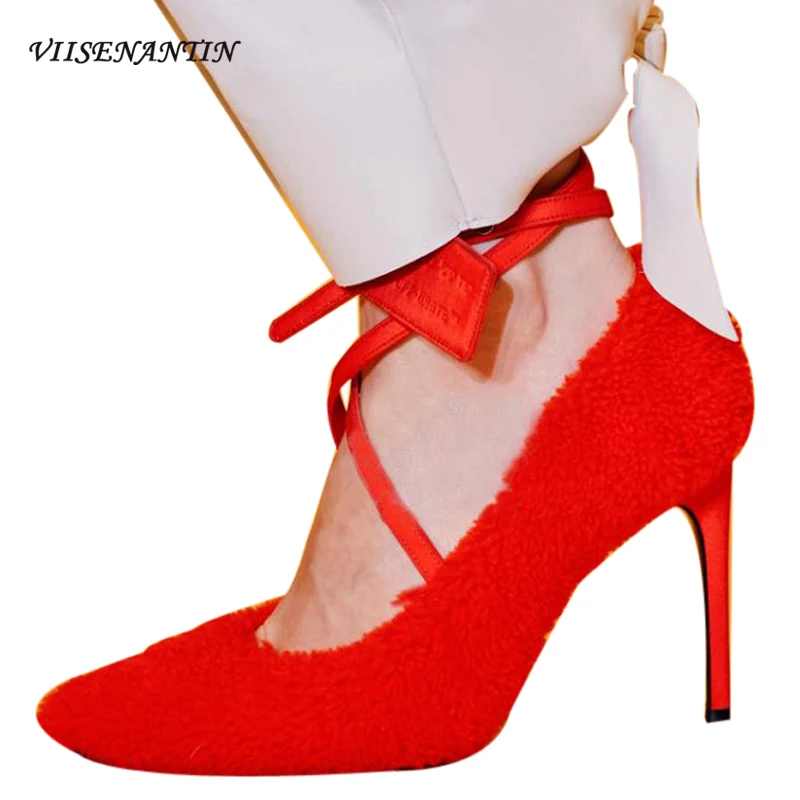 European and American Cross-tied Suede Women Shoes New Fashion Shallow Buckle Thin Heel Pumps High Heel Pointed Toe Mujer Bombas
European and American Cross-tied Suede Women Shoes New Fashion Shallow Buckle Thin Heel Pumps High Heel Pointed Toe Mujer Bombas