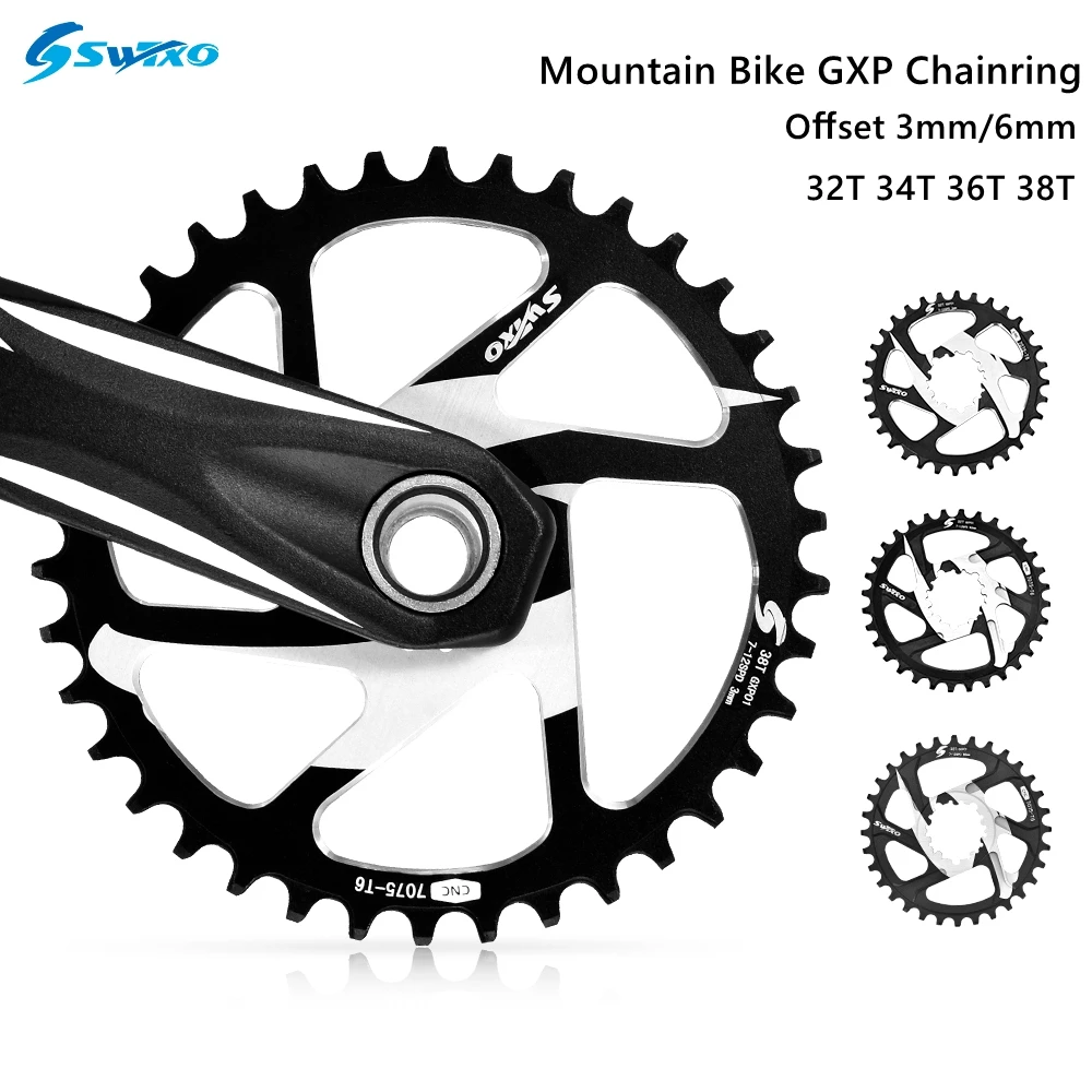 

SWTXO GXP горный велосипед звезду 32 т/34T/36T/38T заводная головка офсетная 3 мм/6 мм велосипедная Звездочка для Sram NX XX модными принтами XO GX усилительн...