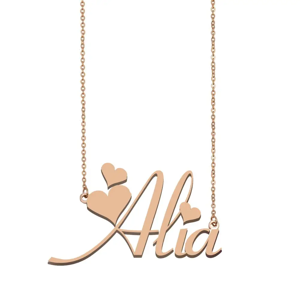 

Alia Name Necklace Gold Pendant Custom Nameplate for Women Girls Best Friends Birthday Wedding Christmas Mother Days Gift