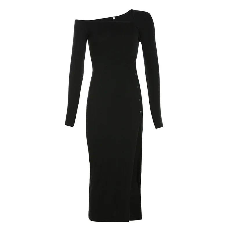 Vintage Sexy Slanted Shoulder Irregular Split Dresses Women Black Elegant Party Club Long Dress Long Sleeve Bag Hip Ropa Mujer
Vintage Sexy Slanted Shoulder Irregular Split Dresses Women Black Elegant Party Club Long Dress Long Sleeve Bag Hip Ropa Mujer