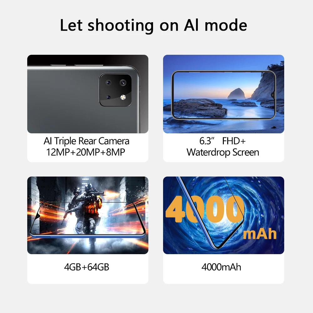 Cubot X20 AI Triple Camera задняя тройная камера 4 Гб + 64 Смартфон 6 3 дюйма FHD двухсторонний