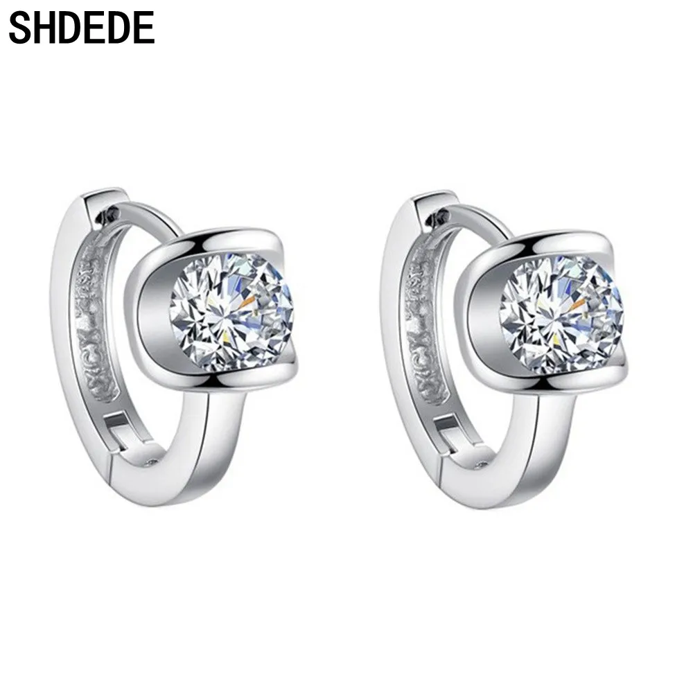 

SHDEDE 925 Sterling Silver Hoop Earrings For Women Embellished With Crystals From Swarovski Party Jewelry Korean Fashion -WH33