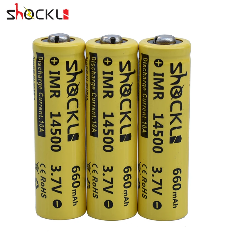 Shockli 14500 660mAh 3 7 V литий ионная аккумуляторная батарея AA 10A разрядный ионный