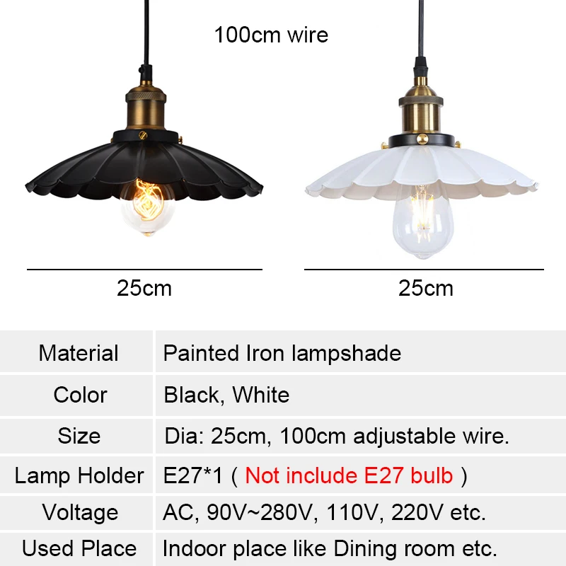 Vintage Industrial Pendant Lights Nordic Retro Pendant Lamp Black Umbrella Lampshade Dining Room Kitchen Restaurant Cafe Bar E27
Vintage Industrial Pendant Lights Nordic Retro Pendant Lamp Black Umbrella Lampshade Dining Room Kitchen Restaurant Cafe Bar E27
