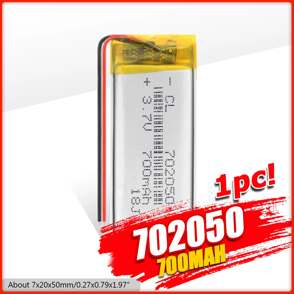YCDC 3.7V 700mAh 702050 Lithium li-Polymer LiPo Rechargeable Battery For Mp3 headphone PAD DVD E-book bluetooth headset camera
YCDC 3.7V 700mAh 702050 Lithium li-Polymer LiPo Rechargeable Battery For Mp3 headphone PAD DVD E-book bluetooth headset camera