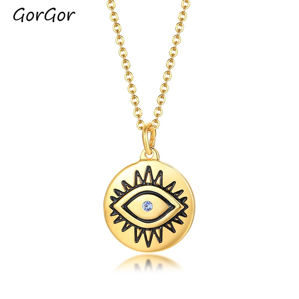 GorGor Necklace Women Stainless Steel Gold Eye Pattern Round Card Shape Elegant Symbol Small Exquisite Accessories NC-491
GorGor Necklace Women Stainless Steel Gold Eye Pattern Round Card Shape Elegant Symbol Small Exquisite Accessories NC-491