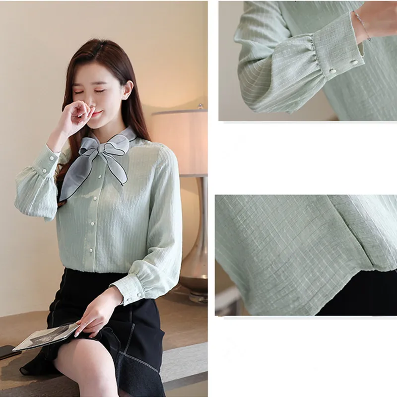Korean Women Blouse shirts Women chiffon blouses Woman Long Sleeve shirts woman Striped blouse ladies Bow tie tops plus size XXL
Korean Women Blouse shirts Women chiffon blouses Woman Long Sleeve shirts woman Striped blouse ladies Bow tie tops plus size XXL