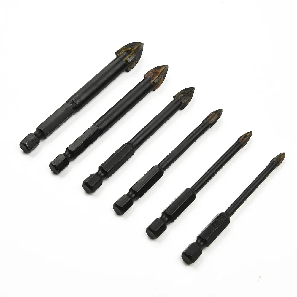 6Pcs Tungsten Steel Glass Drill Bit Set Alloy Carbide Point 4 Cutting Edges Tile Glass Cross Spear Head Drill Bits Black-Process
6Pcs Tungsten Steel Glass Drill Bit Set Alloy Carbide Point 4 Cutting Edges Tile Glass Cross Spear Head Drill Bits Black-Process