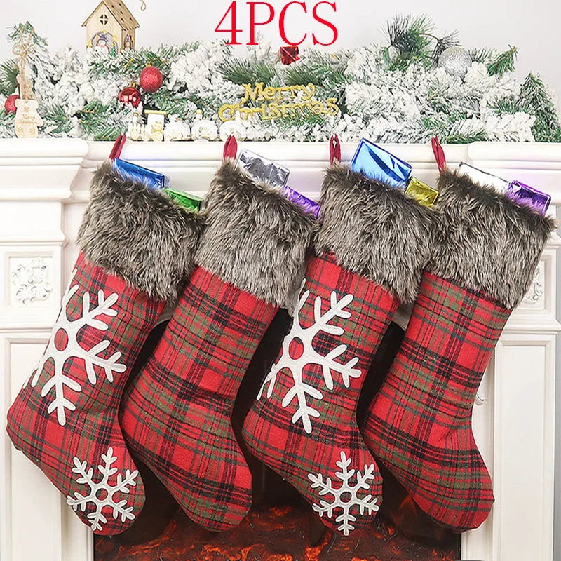 Christmas Stockings, 1/4 Plaid Cotton Large Plaid Snowflakes and Plush Artificial Fur Cuff Stockings Christmas Party Decorations
Christmas Stockings, 1/4 Plaid Cotton Large Plaid Snowflakes and Plush Artificial Fur Cuff Stockings Christmas Party Decorations