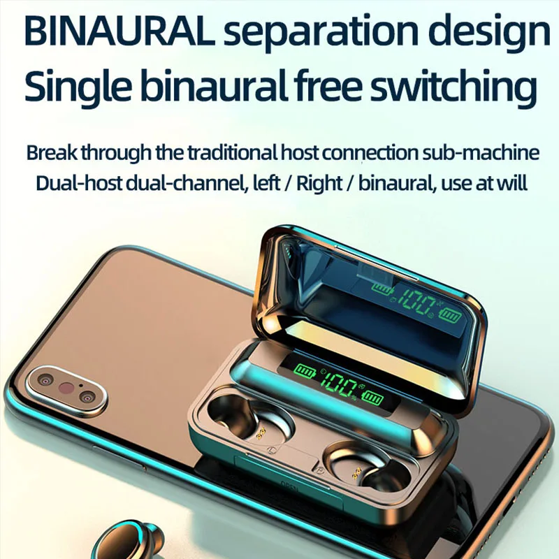 F9 Wireless V5.0 Bluetooth Earphone HD Stereo Headphone Sports Waterproof Headset With Dual Mic and 2000mAh Battery Charge Case
F9 Wireless V5.0 Bluetooth Earphone HD Stereo Headphone Sports Waterproof Headset With Dual Mic and 2000mAh Battery Charge Case