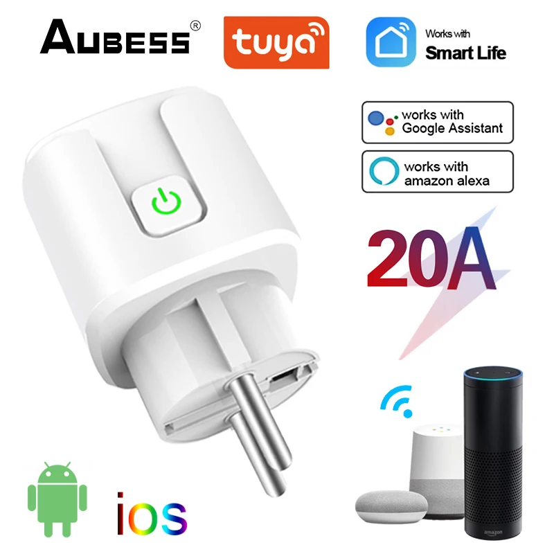 AUBESS WiFi Smart Plug 20A EU Socket Tuya Smart Life APP Work with Alexa Google Home Assistant Voice Control Power Monitor
AUBESS WiFi Smart Plug 20A EU Socket Tuya Smart Life APP Work with Alexa Google Home Assistant Voice Control Power Monitor