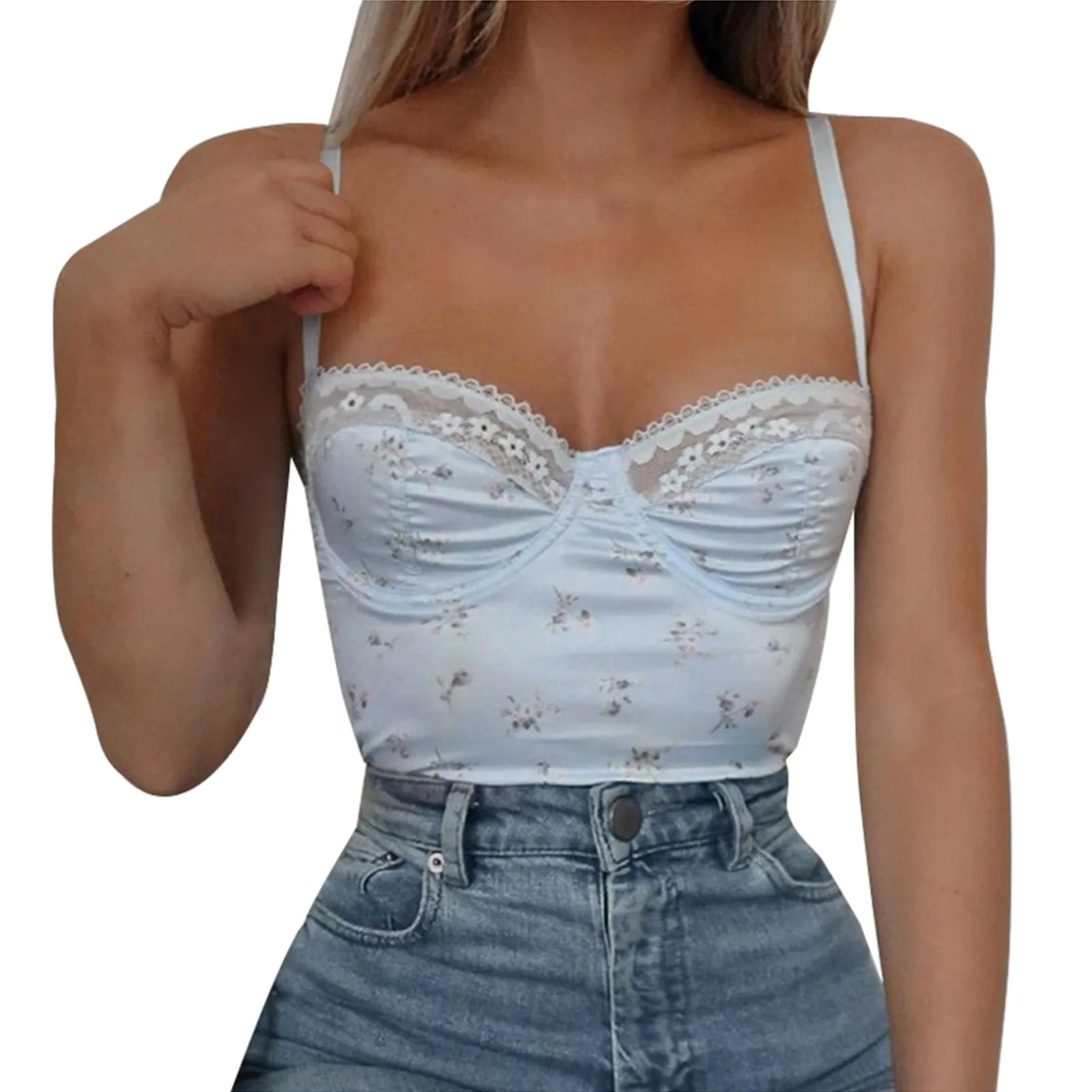Lace Patchwork Ribbed Top Women Summer Sexy Backless V-neck Short Camisole Casual Spaghetti Strap Solid Sling Navel Short Blouse
Lace Patchwork Ribbed Top Women Summer Sexy Backless V-neck Short Camisole Casual Spaghetti Strap Solid Sling Navel Short Blouse