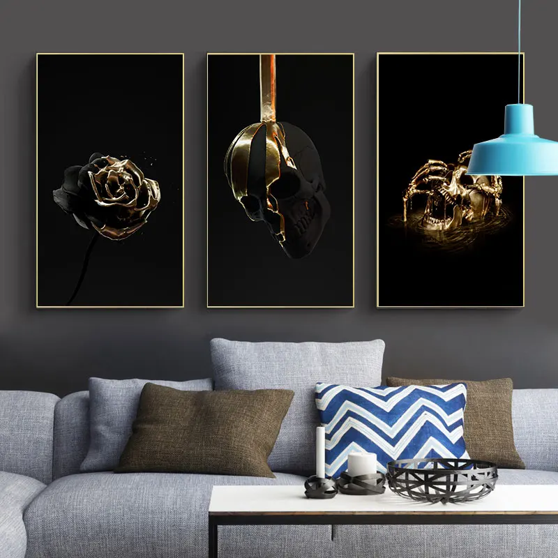 Abstract Black Gold Art Posters and Prints Golden Paint Drip on Skull Rose Canvas Painting Wall Art for Living Room Home Decor
Abstract Black Gold Art Posters and Prints Golden Paint Drip on Skull Rose Canvas Painting Wall Art for Living Room Home Decor