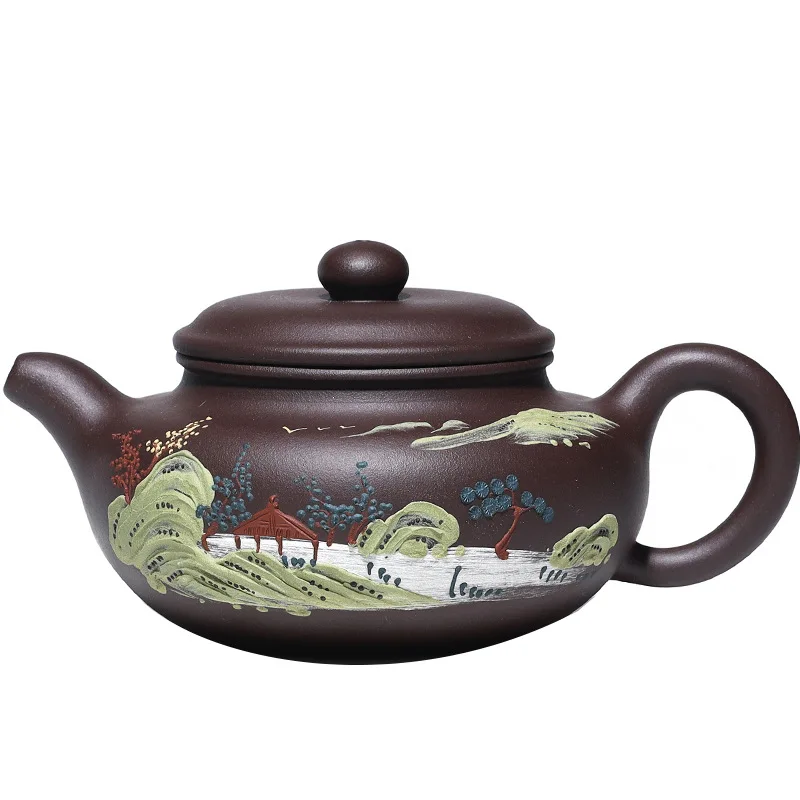 Baixin purple clay pot Yixing gift raw material purple clay painting antique landscape tea set
Baixin purple clay pot Yixing gift raw material purple clay painting antique landscape tea set