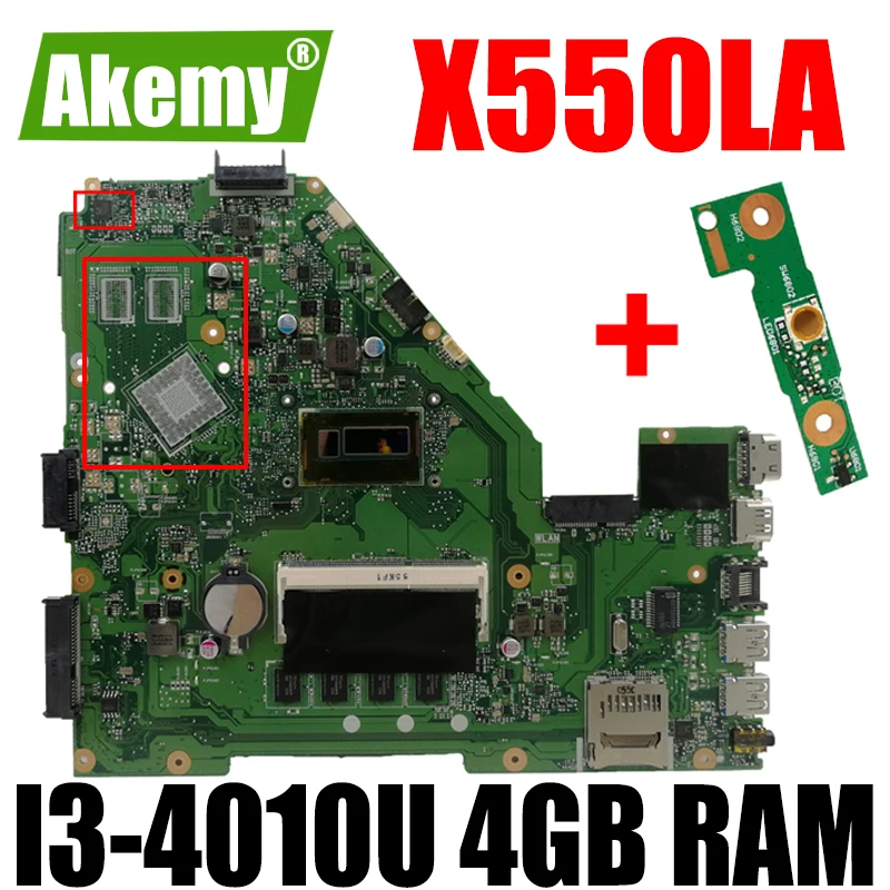 Akemy X550LA Motherboard I3-4010U 4GB RAM For Asus A550L X550LD R510L X550LC X550L X550LB laptop Motherboard Mainboard
Akemy X550LA Motherboard I3-4010U 4GB RAM For Asus A550L X550LD R510L X550LC X550L X550LB laptop Motherboard Mainboard