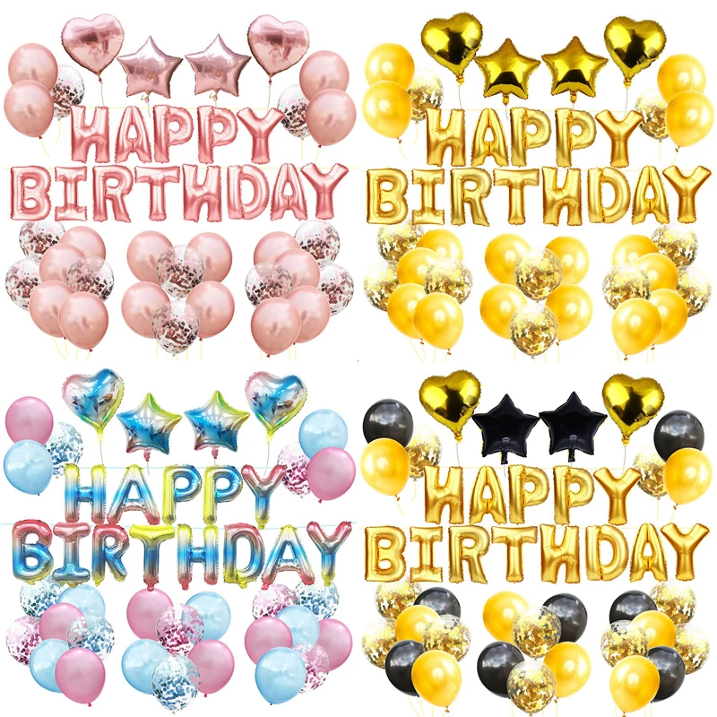 69pcs/set 4 Kinds 16inch Happy Birthday Latex Heart Star Foil Confetti Balloon Set Gender Reveal Kids Adult Birthday Party Decor
69pcs/set 4 Kinds 16inch Happy Birthday Latex Heart Star Foil Confetti Balloon Set Gender Reveal Kids Adult Birthday Party Decor