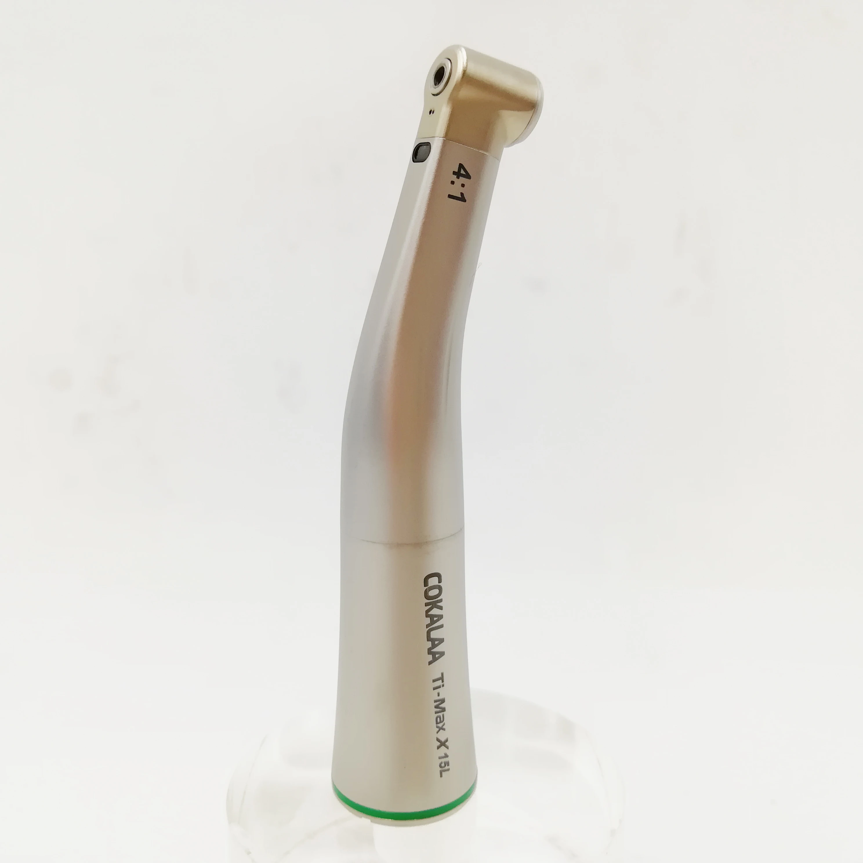 Green ring Implant Handpiece 4:1 contra angle Reduction dental hand piece with Optic ti max cokalaa
Green ring Implant Handpiece 4:1 contra angle Reduction dental hand piece with Optic ti max cokalaa