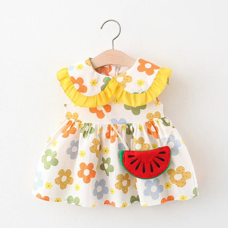 Girl Dress Flower Print Sleeveless Cotton Beach Dress With Watermelon Bag Kids Floral Summer Clothes
Girl Dress Flower Print Sleeveless Cotton Beach Dress With Watermelon Bag Kids Floral Summer Clothes