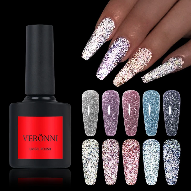 VERONNI Светоотражающая лампа 10 мл сверкающий лак для ногтей Auroras лак для ногтей полуперманентное верхнее Базовое покрытие 
VERONNI Светоотражающая лампа 10 мл сверкающий лак для ногтей Auroras лак для ногтей полуперманентное верхнее Базовое покрытие