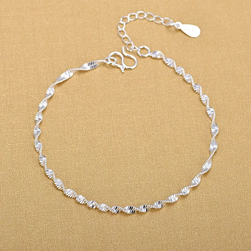 925 Sterling Silver Elegant Twisted Chain Bracelets Bangle Jewelry For Woman Girls Party Accessories sl071
925 Sterling Silver Elegant Twisted Chain Bracelets Bangle Jewelry For Woman Girls Party Accessories sl071