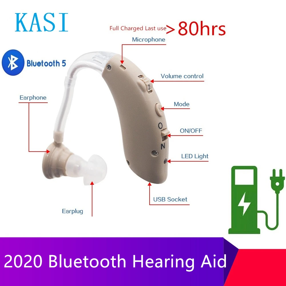 2021 Bluetooth перезаряжаемый мини слуховой аппарат невидимый усилитель звука с