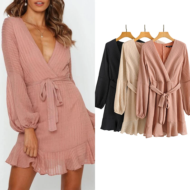 Za Fashion Women Dress Chiffon V Neck Sashes Elegant Mini Dress Long Sleeve Sexy Party Dresses Female Elegant A-Line Vestidos
Za Fashion Women Dress Chiffon V Neck Sashes Elegant Mini Dress Long Sleeve Sexy Party Dresses Female Elegant A-Line Vestidos