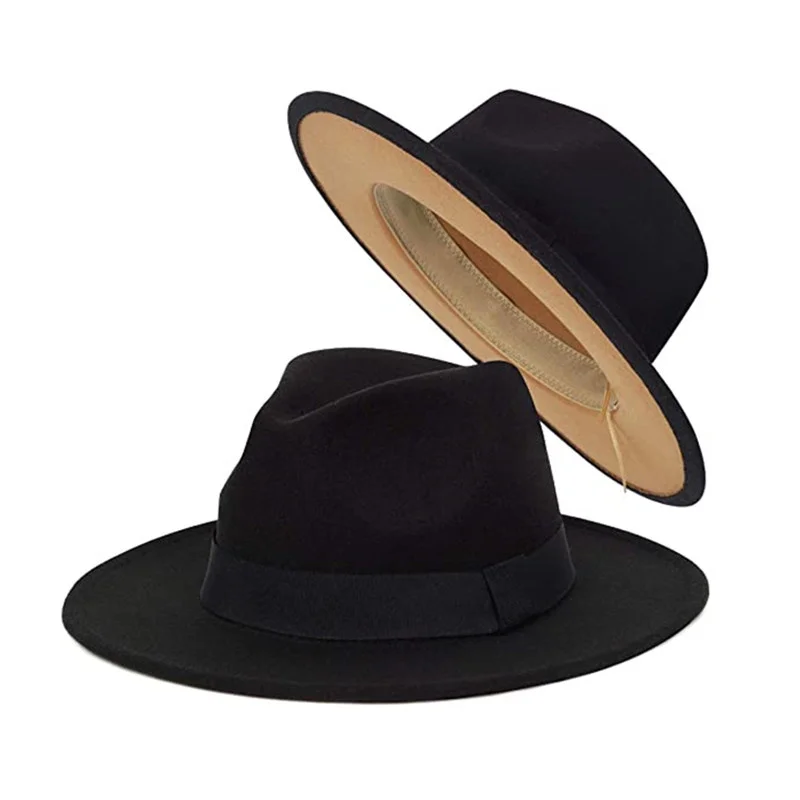Classic Fedora Hat For Women Wide Brim Felt Hat Dress Panama Two Tone Black Khaki Men Winter British style Trilby Jazz Caps
Classic Fedora Hat For Women Wide Brim Felt Hat Dress Panama Two Tone Black Khaki Men Winter British style Trilby Jazz Caps