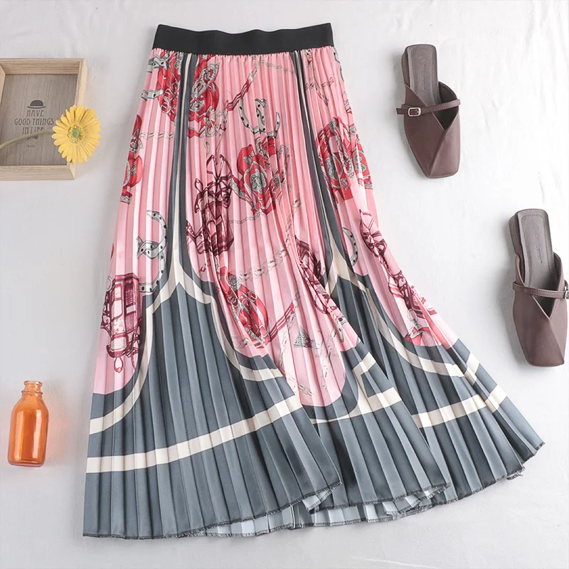Spring Floral Plaid Printing A-line Long Pleated Skirt Contrast Color Patchwork Vintage Print Satin Calf Long Skirts
Spring Floral Plaid Printing A-line Long Pleated Skirt Contrast Color Patchwork Vintage Print Satin Calf Long Skirts