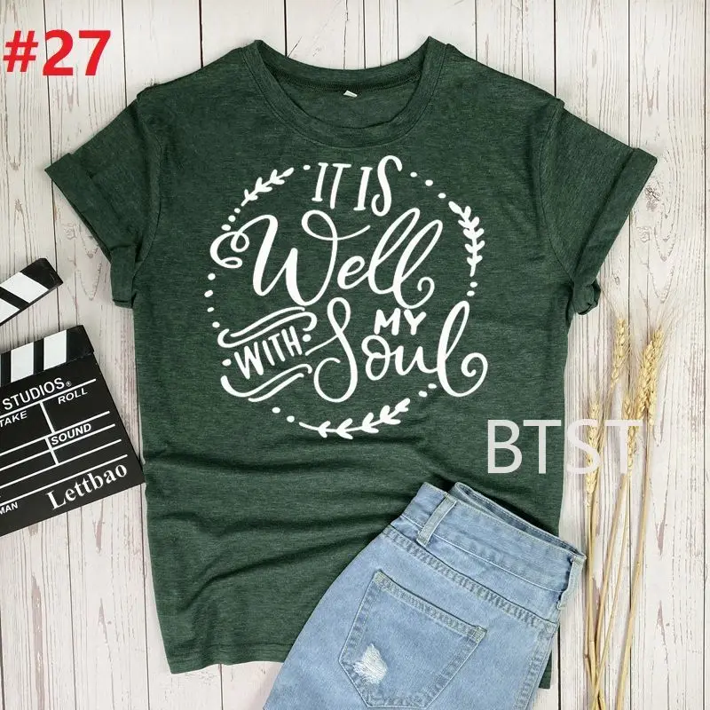 Летняя Винтажная футболка с графическим рисунком It Is Well With My Soul, женская модная футболка, мужские гранж топы, хлопковая футболка
Летняя Винтажная футболка с графическим рисунком It Is Well With My Soul, женская модная футболка, мужские гранж топы, хлопковая футболка