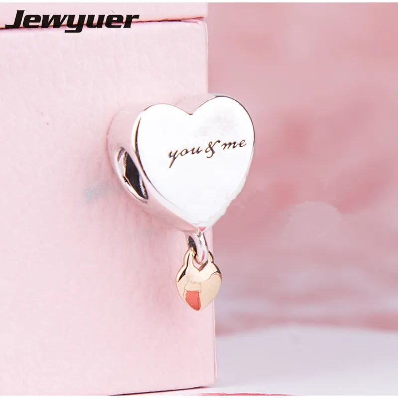 День Святого Валентина, S925, два сердца, искусственное Золото, Сердце, подходит для женских серебряных браслетов, ожерелья, DIY, Изящные Ювелирные изделия GD124 
День Святого Валентина, S925, два сердца, искусственное Золото, Сердце, подходит для женских серебряных браслетов, ожерелья, DIY, Изящные Ювелирные изделия GD124