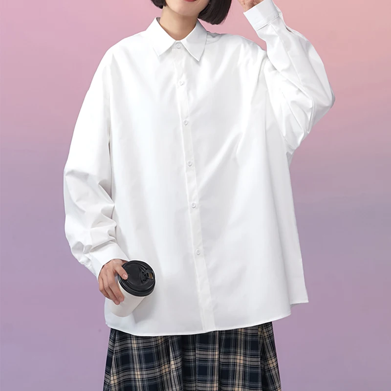 2021 Long sleeve Shirt Women White Turn-Down Collar Basic Casual Teen Gril Oversize Shirt Women Loose Blouse
2021 Long sleeve Shirt Women White Turn-Down Collar Basic Casual Teen Gril Oversize Shirt Women Loose Blouse