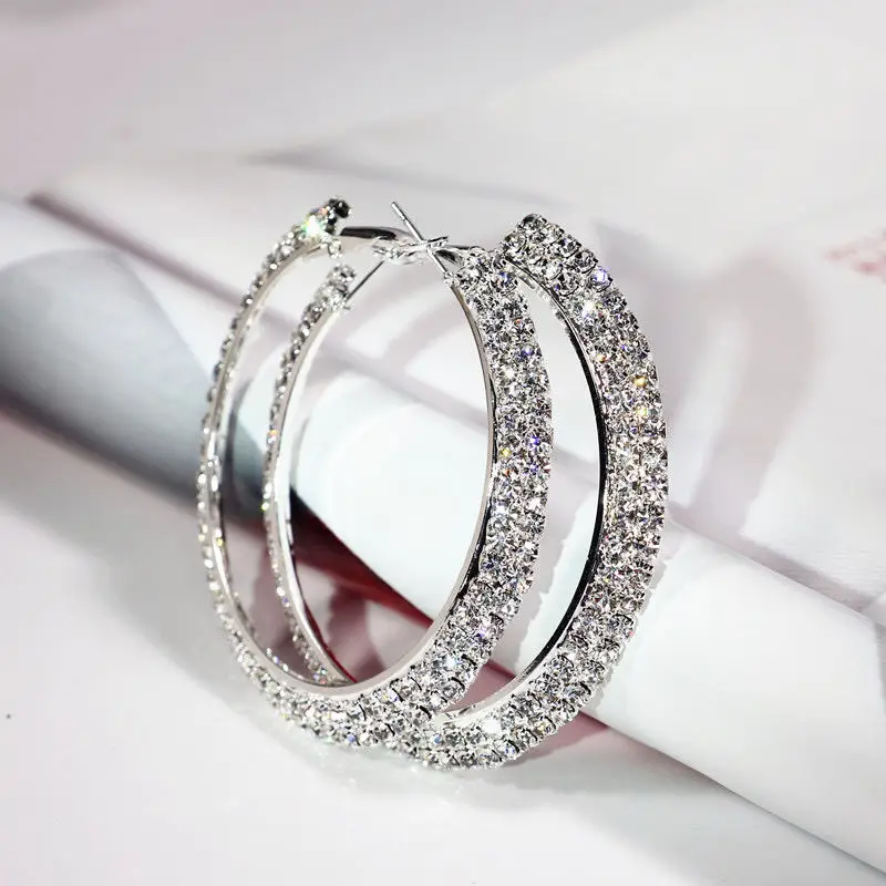 European and American popular Earrings Rhinestone Crystal Large Circle Earrings exaggerated Earrings suitable for women jewelry
European and American popular Earrings Rhinestone Crystal Large Circle Earrings exaggerated Earrings suitable for women jewelry