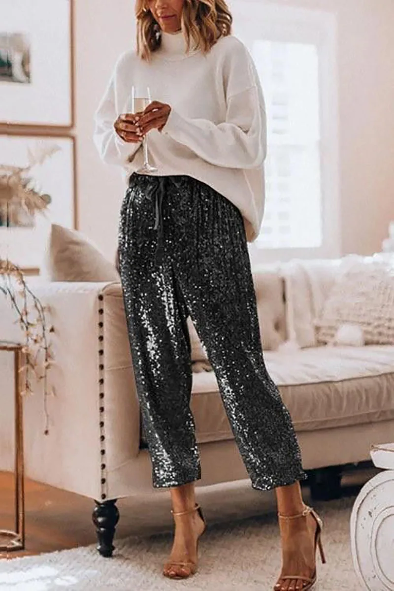 Spring And Summer Fashion Loose Ruffles Ladies High Waist Drawstring Leggings Nightclub Trend Creative Sequined Lady Pants
Spring And Summer Fashion Loose Ruffles Ladies High Waist Drawstring Leggings Nightclub Trend Creative Sequined Lady Pants