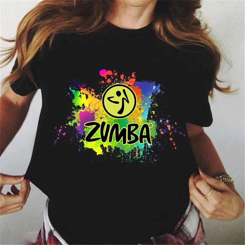 

Newest Watercolor Dance Fitness Tshirt Femme Summer 2022 Graphic Tees Women black Short Sleeve Casual T Shirt Zumba T-Shirt top