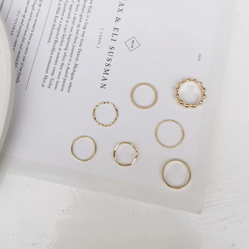 7 Pieces/set Simple Wave Twisted Rings Set Fashion Geometric Round Index Finger Rings for Women Wedding Jewelry Accessories
7 Pieces/set Simple Wave Twisted Rings Set Fashion Geometric Round Index Finger Rings for Women Wedding Jewelry Accessories