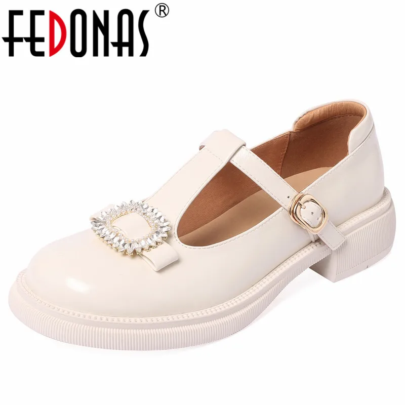 FEDONAS Spring Summer New Arrival Women Pumps Genuine Leather T-Strap Rhinestone Office Casual Fashion Thick Heels Shoes Woman
FEDONAS Spring Summer New Arrival Women Pumps Genuine Leather T-Strap Rhinestone Office Casual Fashion Thick Heels Shoes Woman