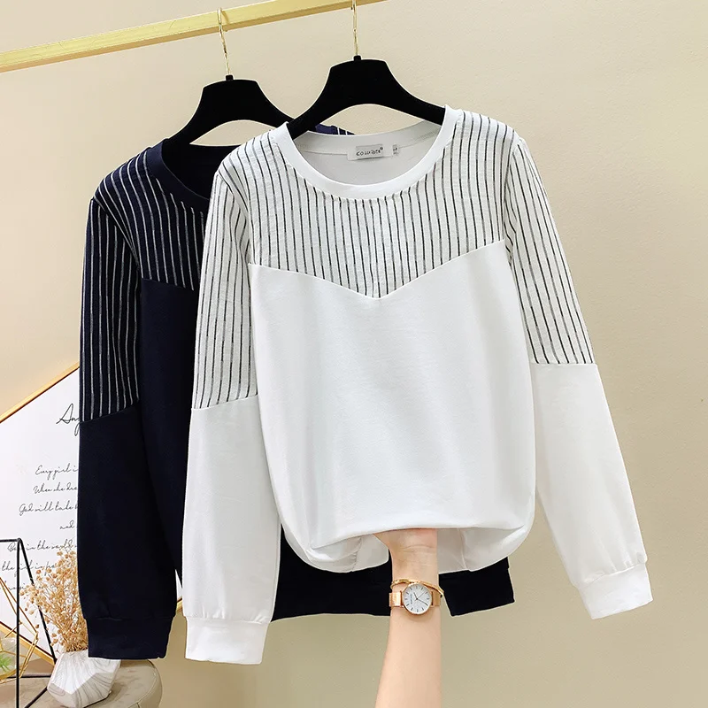 Women Spring Striped Print Sweatshirt Fashion Pullover Top Casual O-neck Patchwork Basic Long Sleeve Sweatshirt Loose Clothes
Women Spring Striped Print Sweatshirt Fashion Pullover Top Casual O-neck Patchwork Basic Long Sleeve Sweatshirt Loose Clothes
