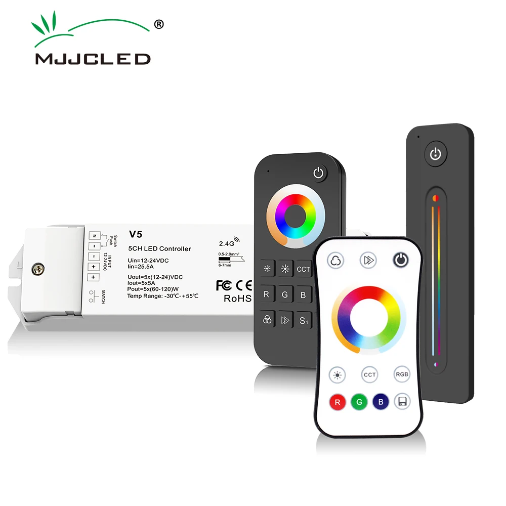 RGBCCT LED Controller 12V DC 24V 25A 2.4G Wireless RF Remote Control for RGBWW RGBW CCT RGB LED Strip Light 5 in 1 Controler V5
RGBCCT LED Controller 12V DC 24V 25A 2.4G Wireless RF Remote Control for RGBWW RGBW CCT RGB LED Strip Light 5 in 1 Controler V5