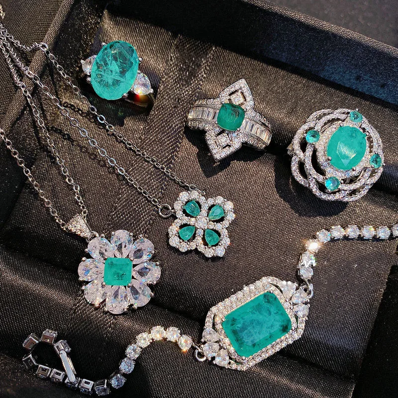 Luxury Silver Color araiba Tourmaline Stone Jewelry Set Women's Bracelet Ring Choker Necklace Wedding Bridal Jewelry 2022 New
Luxury Silver Color araiba Tourmaline Stone Jewelry Set Women's Bracelet Ring Choker Necklace Wedding Bridal Jewelry 2022 New