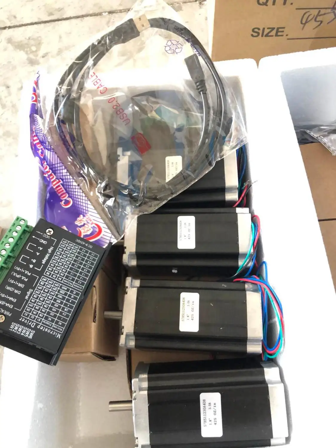 Fast shipping 4pcs TB6600 driver+ 4 pcs Nema23 425 Ozin dc motor+1set MACH3 motion card +1pcs 500W 36V power supply for CNC part
Fast shipping 4pcs TB6600 driver+ 4 pcs Nema23 425 Ozin dc motor+1set MACH3 motion card +1pcs 500W 36V power supply for CNC part
