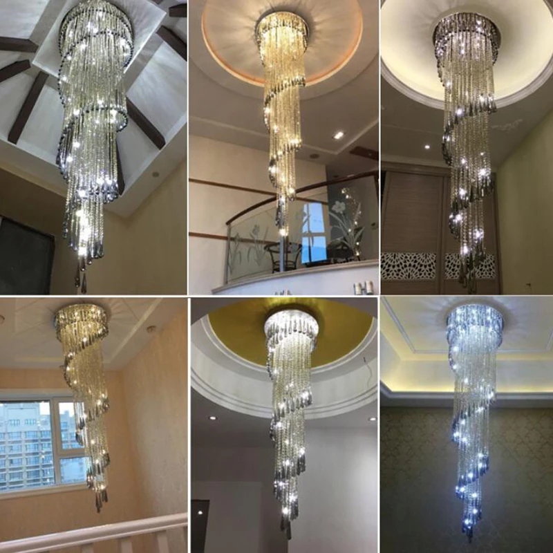 

Home Modern Chandelier For Smoky Gray Crystal Luxury Fixtures Long Interior Stairway Lighting Corridor Chandelier Villa light