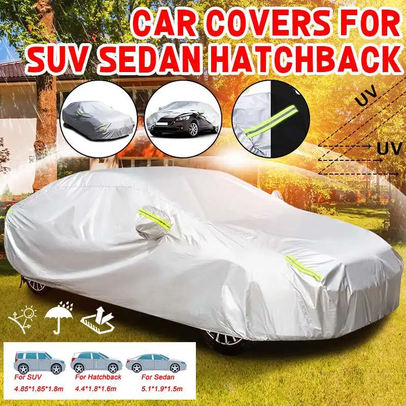 Waterproof Dustproof Full Car Covers Universal For Hatchback Outdoor Sun Rain Snow Dust Protection with Reflective Stripe
Waterproof Dustproof Full Car Covers Universal For Hatchback Outdoor Sun Rain Snow Dust Protection with Reflective Stripe