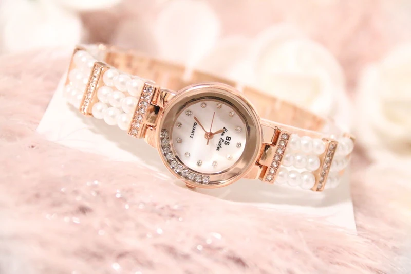 Женские часы 2019 брендовые роскошные женские с жемчугом розовое золото