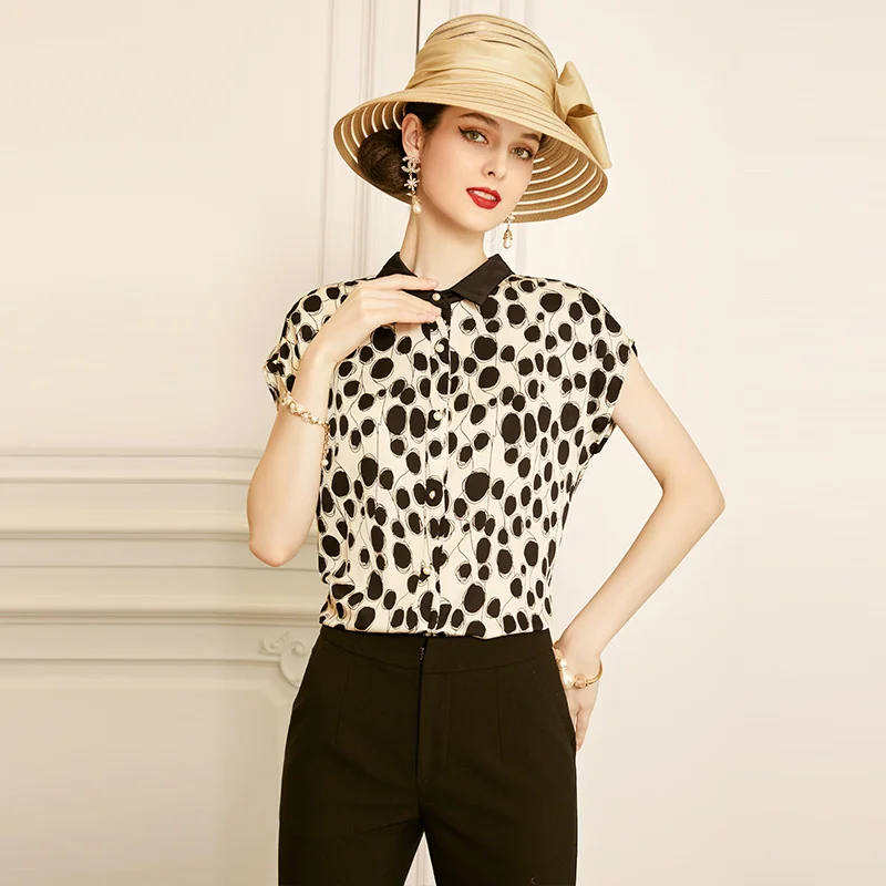 SHZQ Silk Shirt Women's 2021 New Style Foreign Style Wave Point Short Sleeve Top Fashionable Mulberry Silk Shirt Looks Thin
SHZQ Silk Shirt Women's 2021 New Style Foreign Style Wave Point Short Sleeve Top Fashionable Mulberry Silk Shirt Looks Thin