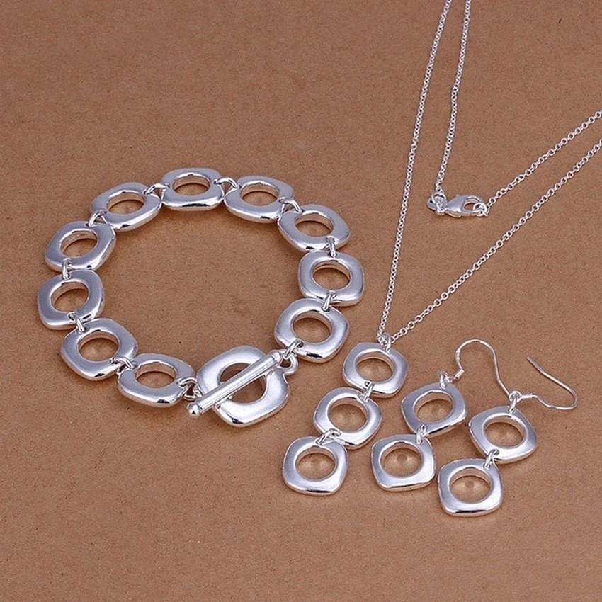 925 Sterling Silver Christmas Gift Classic Square Geometric Pendant 45CM Necklace Bracelet Drop Earrings Fashion Jewelry Set
925 Sterling Silver Christmas Gift Classic Square Geometric Pendant 45CM Necklace Bracelet Drop Earrings Fashion Jewelry Set