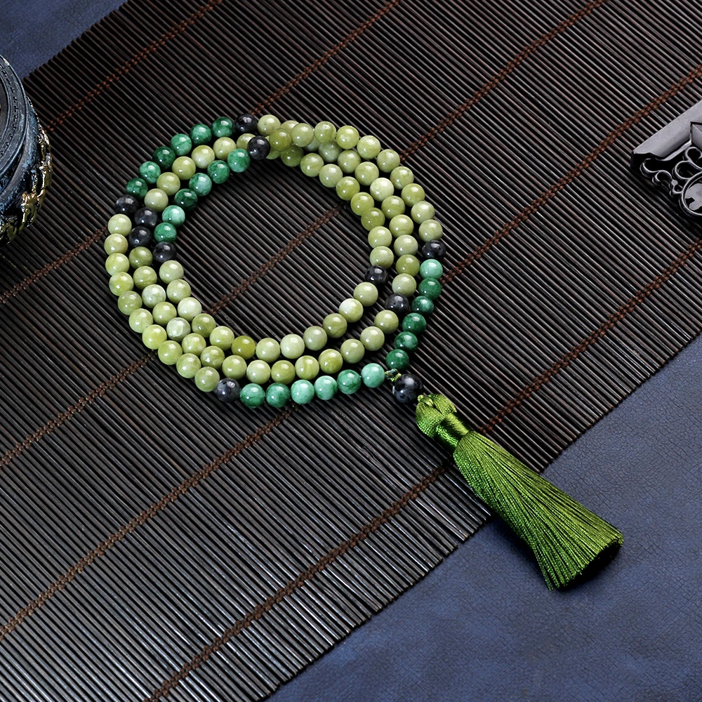 108 Mala Female and Male granite Necklace, 8mm, Japamala, Yoga, Prayer, Meditation,Tassel green cotton
108 Mala Female and Male granite Necklace, 8mm, Japamala, Yoga, Prayer, Meditation,Tassel green cotton
